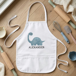 Delantal Infantil Dinosaurio gris azul lindo personalizado