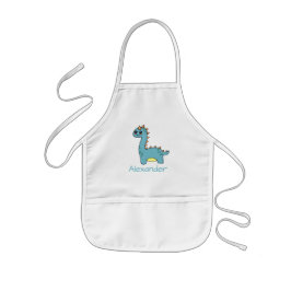 Delantal Infantil Dinosaurio lindo azul-verde personalizado