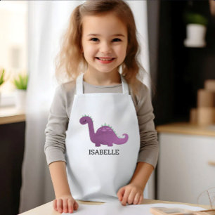 Delantal Infantil Dinosaurio Morado Lindo Personalizado