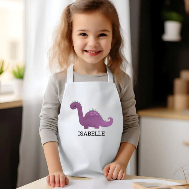 Delantal Infantil Dinosaurio Morado Lindo Personalizado (Subido por el creador)