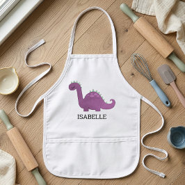 Delantal Infantil Dinosaurio Morado Lindo Personalizado