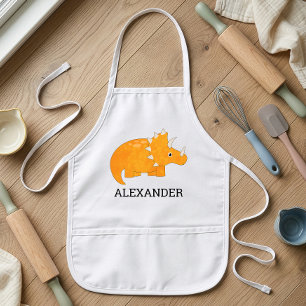 Delantal Infantil Dinosaurio Naranja Bonito Personalizado