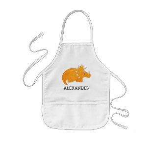Delantal Infantil Dinosaurio Naranja Bonito Personalizado