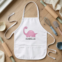 Delantal Infantil Dinosaurio Rosa Lindo Personalizado