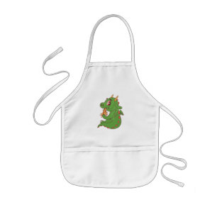 Delantal Infantil Diseño de bebé dragón comiendo deliciosa porción d