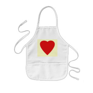 Delantal Infantil Diseño de corazón de amor rojo y crema.