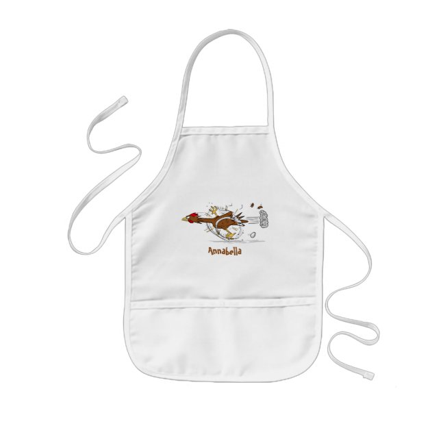 Delantal Infantil Divertido ilustracion de pollo fresco y personaliz (Frente)