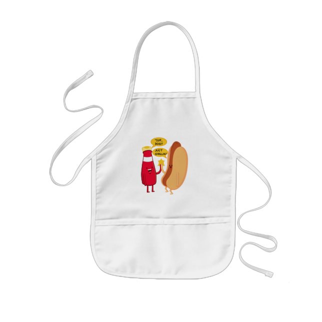Delantal Infantil Divertido perro caliente y Personalizado Ketsup (Frente)
