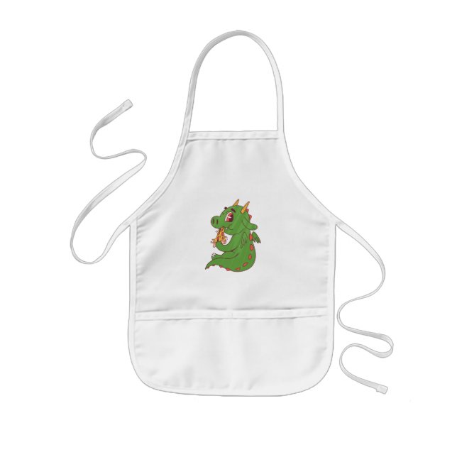 Delantal Infantil Dragon Baby Comer Yummy Pizza Slice Diseño (Frente)