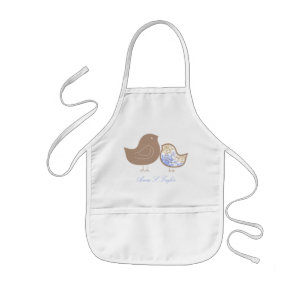 Delantal Infantil Dulce Blue Whimsical Damask Cute Baby Chicks Apron