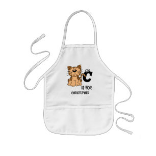Delantal Infantil El monograma C del personalizado es para gatos lin