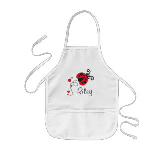 Delantal Infantil El vuelo rojo lindo del amor de la mariquita de la