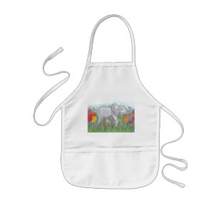 Delantal Infantil elefante bebé marcha en flores dibujo personaliza