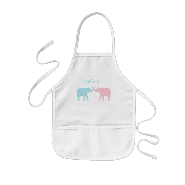 Delantal Infantil Elefante Doble Rosa Y Azul (Frente)