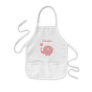 Delantal Infantil Elefante rosado y corazón lindos