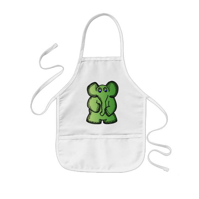 Delantal Infantil Elefante verde (Frente)