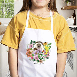 Delantal Infantil Erizo Lindo Flores Silvestres Coloridas Bosque
