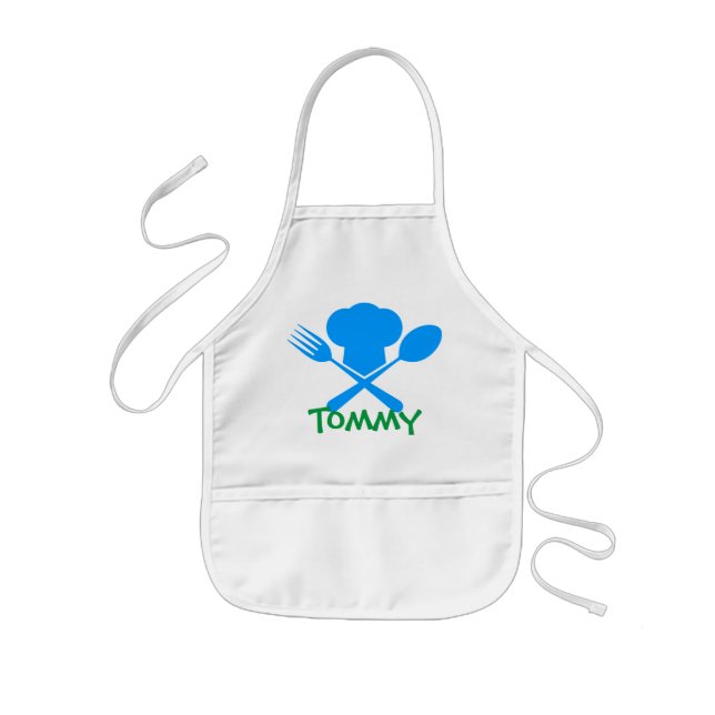 Delantal Infantil Escudos de armas de Chef Azul (Frente)