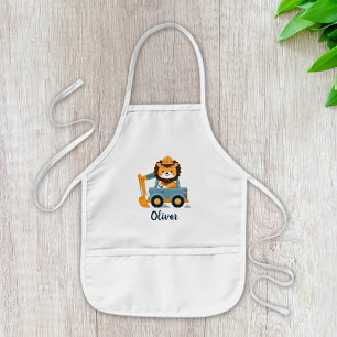 Delantal Infantil Excavadora de León Adorable