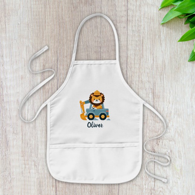 Delantal Infantil Excavadora de León Adorable (Subido por el creador)