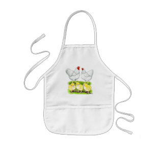 Delantal Infantil Familia de pollos blancos Wyandotte