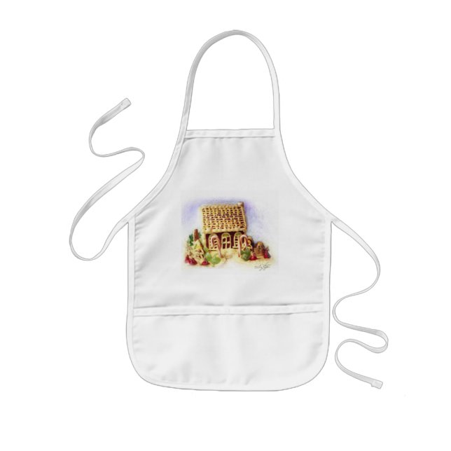 Delantal Infantil Felices Fiestas Gingerbread House Bib Apron (Frente)