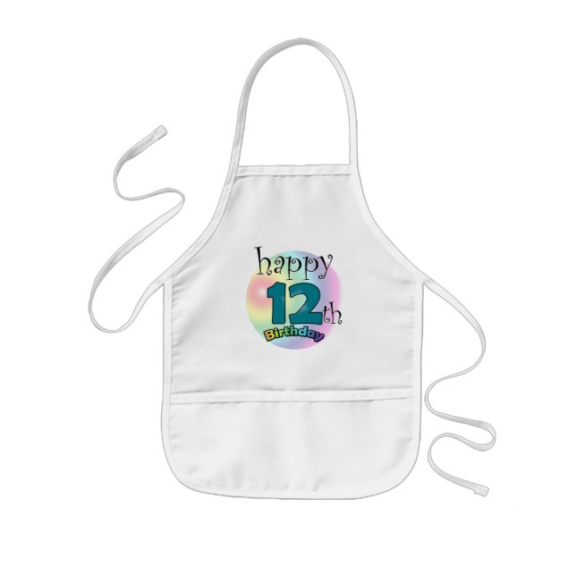 Delantal Infantil Feliz 12° cumpleaños (Frente)