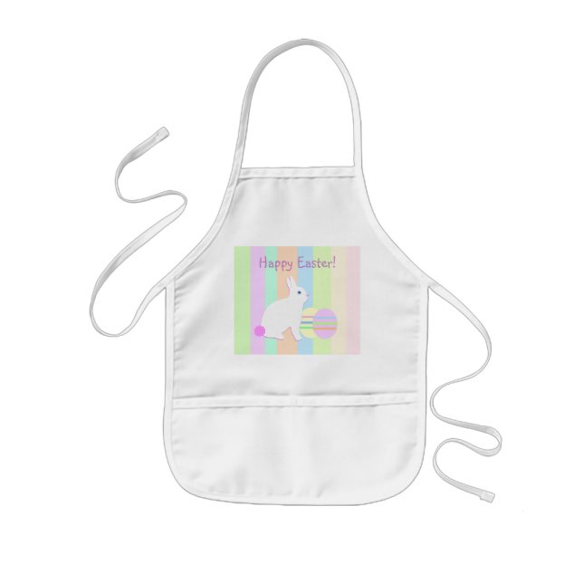 Delantal Infantil Feliz conejo de Pascua y huevos (Frente)