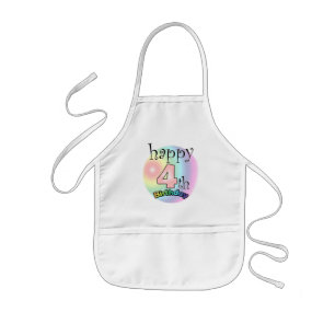 Delantal Infantil Feliz cuarto cumpleaños (gasa)