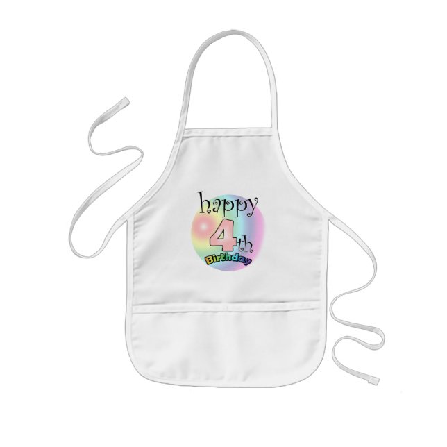 Delantal Infantil Feliz cuarto cumpleaños (gasa) (Frente)