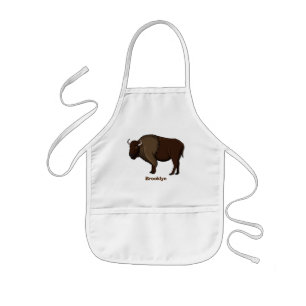 Delantal Infantil Feliz ilustracion de búfalo de bisonte americano