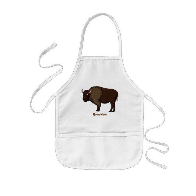 Delantal Infantil Feliz ilustracion de búfalo de bisonte americano (Frente)