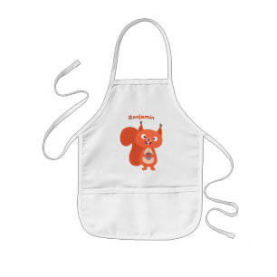 Delantal Infantil Feliz ilustracion de personalizado de ardilla roja