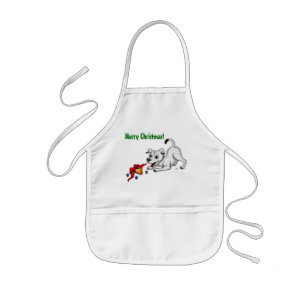 Delantal Infantil ¡Feliz Navidad! Cachorro con bell y ball