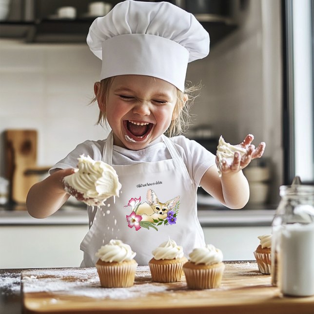 Delantal Infantil Fennec Fox Flowers Cute (Subido por el creador)