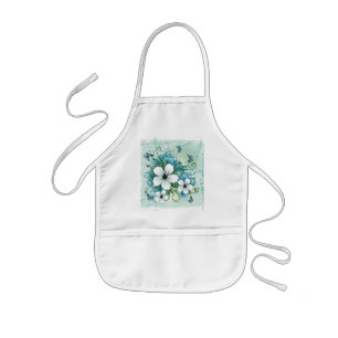 Delantal Infantil Flora azul veraniega y mariposas