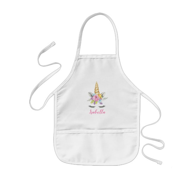 Delantal Infantil Flora de color agua unidosis personalizada (Frente)