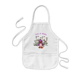 Delantal Infantil Flores de marfil morado de margarita personalizada