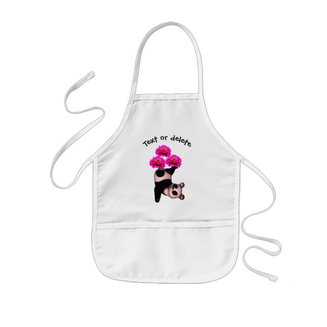 Delantal Infantil Flores de Panda con malabarismo personalizadas (Frente)