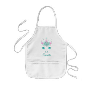 Delantal Infantil Flores de Unicornio Lindo Fabuloso Cara 1
