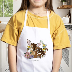 Delantal Infantil Flores Silvestres Lindas Ciervo Azul Cria de Cierv