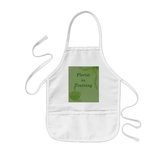 Delantal Infantil "Florismo En Formación" - Cesta Verde De Flores (Frente)