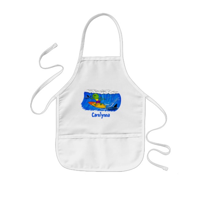 Delantal Infantil Funny personalizado de surf con lagarto frito (Frente)