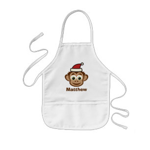 Delantal Infantil Funny Santa Claus chimpancé Navidades personalizad
