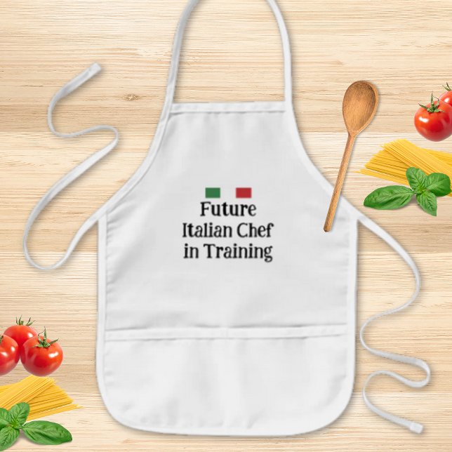 Delantal Infantil Future Italian Chef in Training Editable (Editable "Future Italian chef in Training" with Italian Flag Kids' Apron)