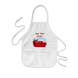 Delantal Infantil Gatito Durmiente En Brillante Cesta Roja