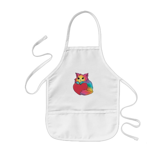 Delantal Infantil Gato Adorable Corazón (Frente)