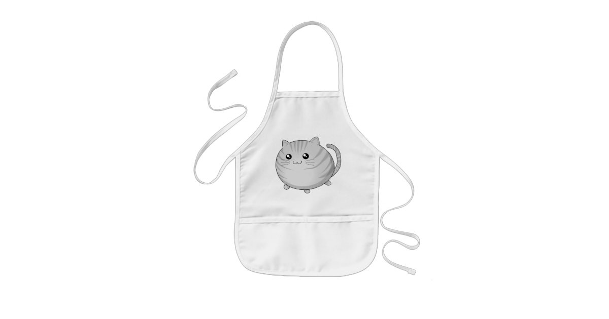 Delantal Infantil Gato Gris Lindo Del Gatito Del Tabby De Kawaii Zazzle Es