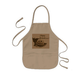 Delantal Infantil Gato y calabaza Feliz Halloween