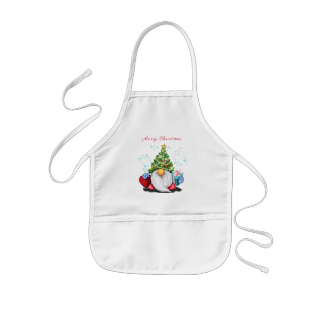 Delantal Infantil Gnome lindo con Gorra y regalo de árbol de Navidad (Frente)